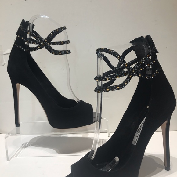 Francesco Sacco black suede open toe ankle strap - Picture 2 of 6